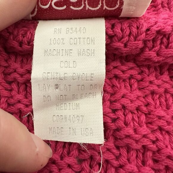 Rosanna Womens Vintage 90s Cardigan Sweater Size M Bright Pink Cable Knit Cotton - Picture 7 of 12